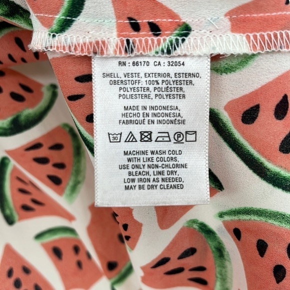 Anthropologie Maeve Women’s Picnic Days Watermelon Blouse Top Size 6 Cap Sleeve - Picture 6 of 9